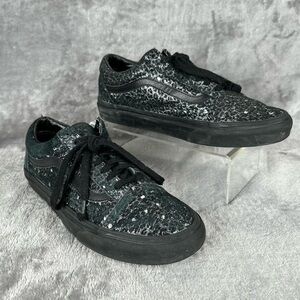 Vans Old Skool Men's Size 7‎ Women's Size 8.5 Sneakers Black Metallic Leopard